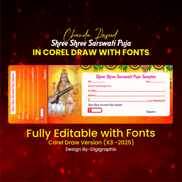 Sarswati Pooja Chanda Reseed Cdr with Fonts