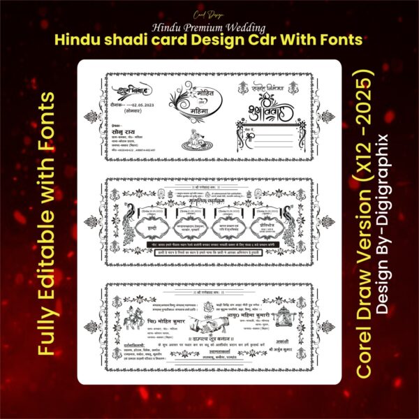 Hindu Wedding Card Design With Fonts X12-2025 Digi Graphix