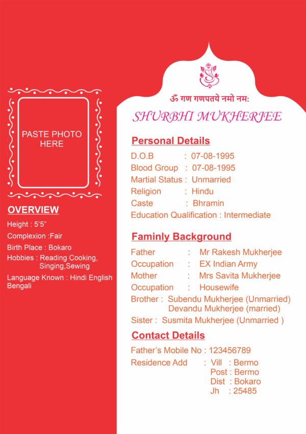 Matrimonial Bio Data